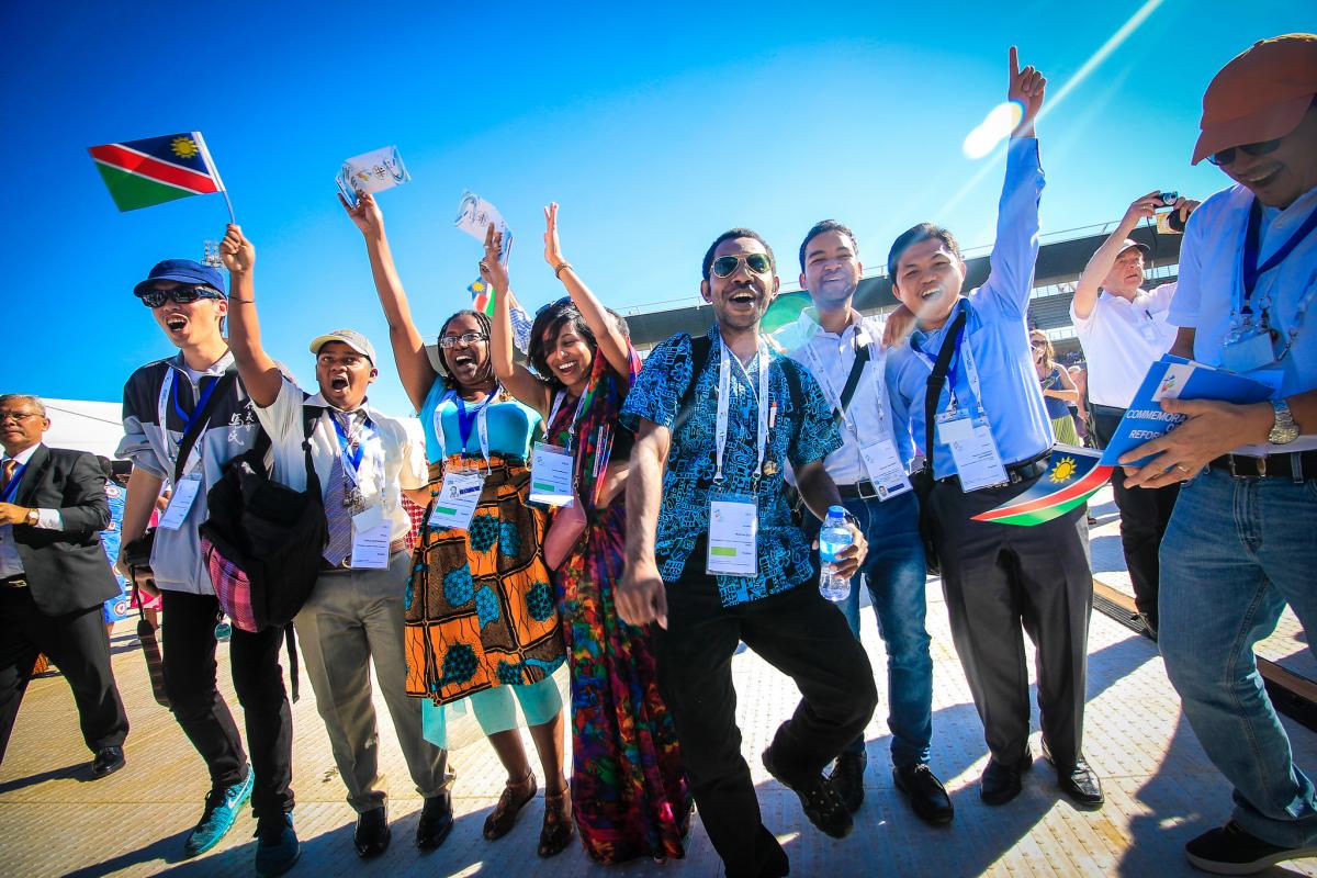 Thousands of Lutherans and guests gathered for a festival of worship, witness, song and word and sacrament in Sam Nujoma Stadium in Windhoek, Namibia on Sunday, May 14th to mark commemoration of the 500th Anniversary of the Lutheran Reformation. Photo: LWF/JC Valeriano