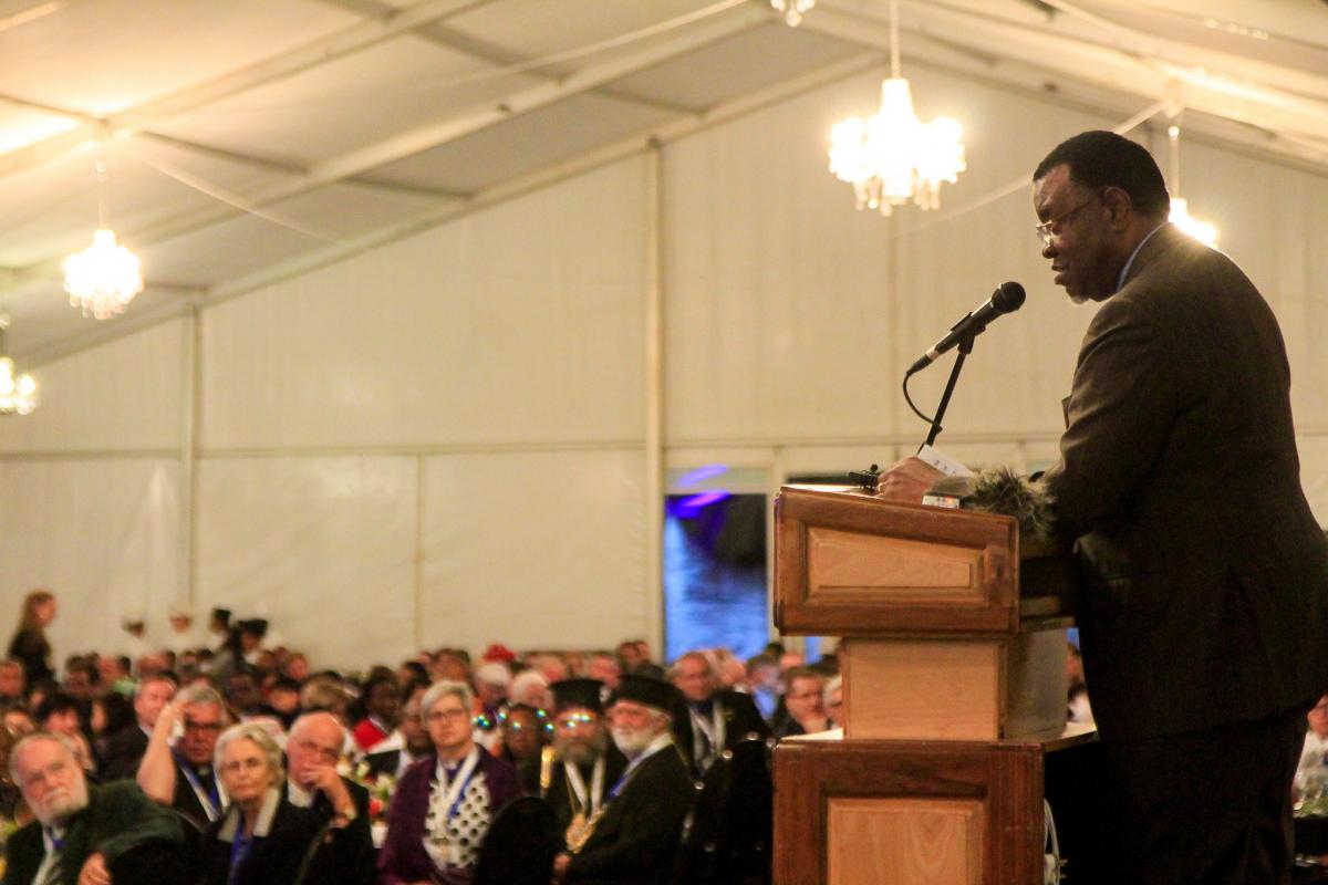 President of Namibia Hage Geingob addressing participants of Twelfth LWF Assembly at the Welcome reception. Photo: LWF/Johanan Celine Valeriano