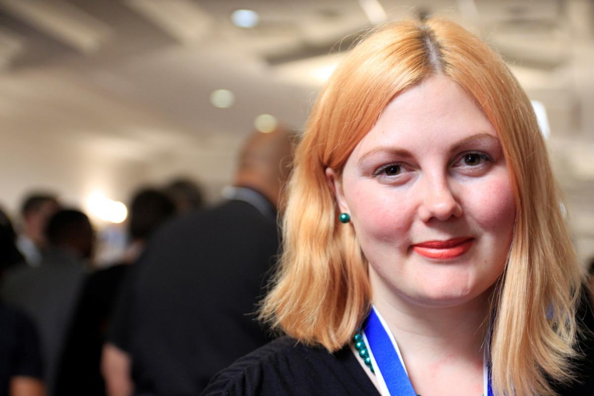 Sofia Strinnholm, a youth delegate from the Church of Sweden attending her first LWF Assembly. Photo: LWF/Johan Ehrning