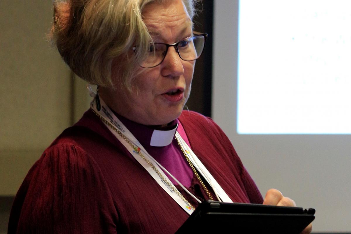 Bishop Eva Nordung-Byström, co-presenter at Omatala workshop on relations between the indigenous Sami-people and the Church of Sweden. Photo: LWF/Johan Ehrning