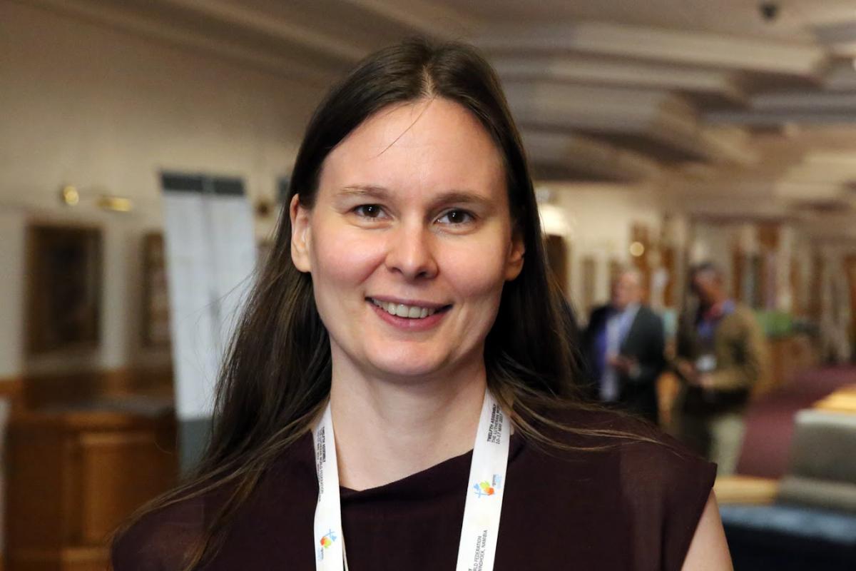 “If we do not take care of the planet humanity will be destroyed. In order to save humanity we need to take care of creation” says Elina Hienonen from Finland. Photo: LWF/Dirk-Michael Grötzsch “If we do not take care of the planet humanity will be destroyed. In order to save humanity we need to take care of creation” says Elina Hienonen from Finland. Photo: LWF/Dirk-Michael Grötzsch