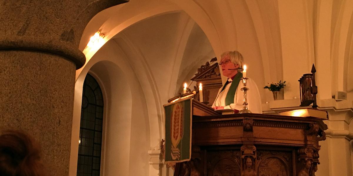 Church of Sweden Archbishop Antje Jackelén in a sermon at the opening worship of the Europe Pre-Assembly Church of Sweden Archbishop Antje Jackelén in a sermon at the opening worship of the Europe Pre-Assembly
