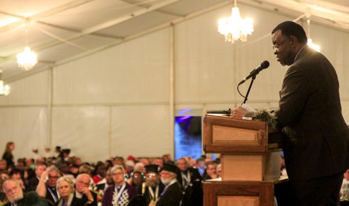 President of Namibia Hage Geingob addressing participants of Twelfth LWF Assembly at the Welcome reception. Photo: LWF/Johanan Celine Valeriano